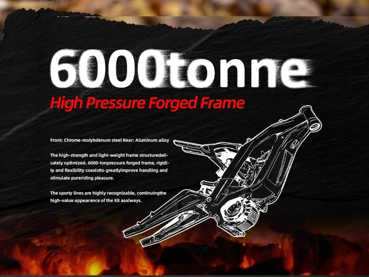 K8 Pro Electric Dirt Bike-Long Range, Samsung Lithium Battery, 275 lb.ft. of torque for $99/month